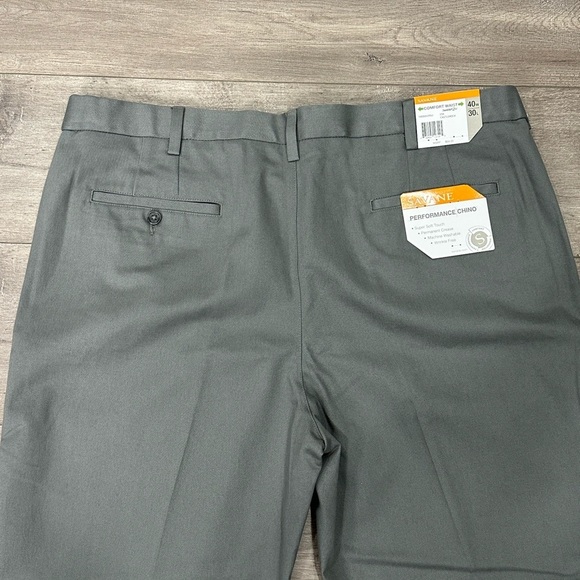 Men's SAVANE 40 x 30 Chino Pants Slacks Gray Straight Fit Cotton Comfort NWT - Picture 6 of 9